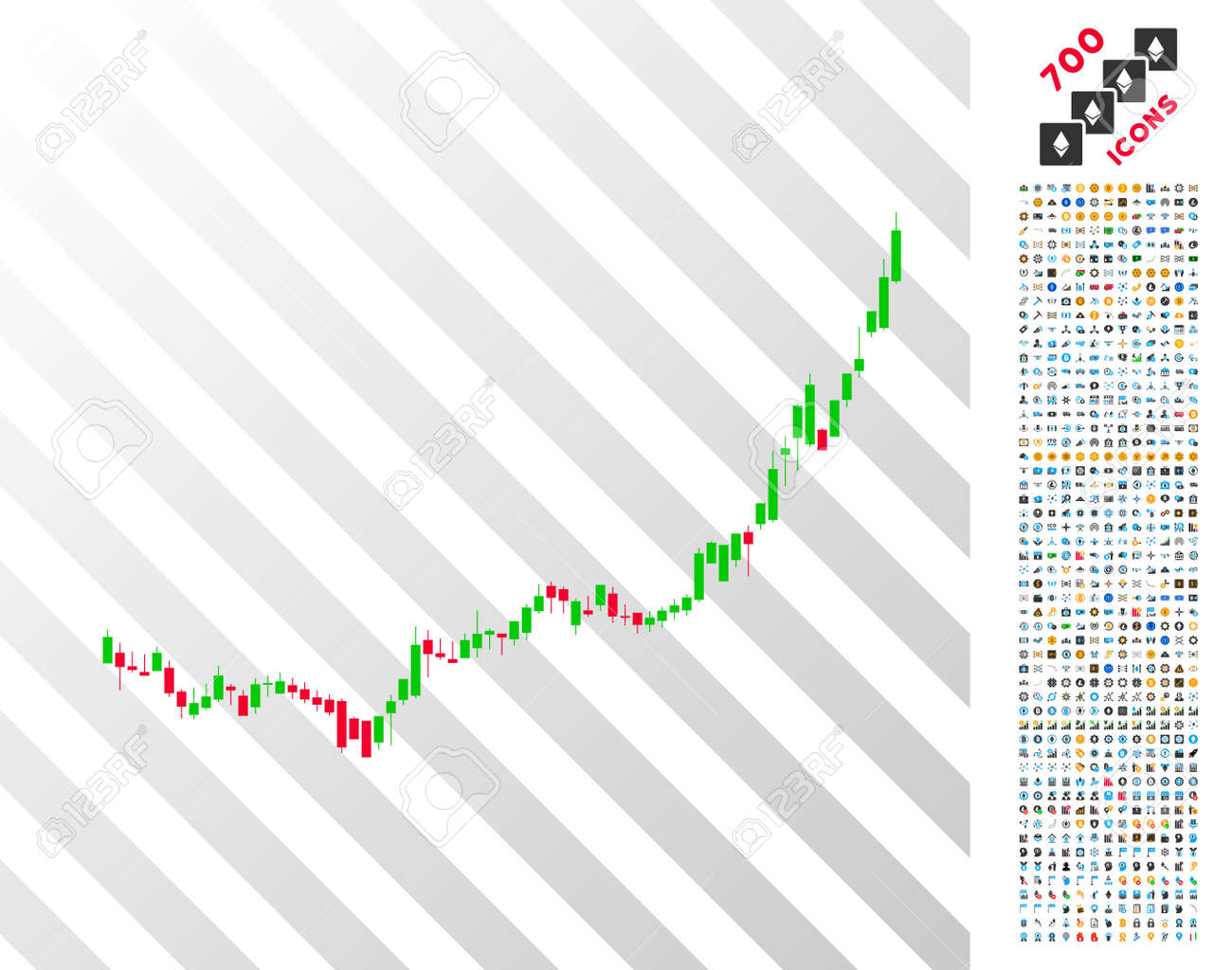 Candlestick Graph Growth Acceleration Icon With 7 Hundred Bonus - 
